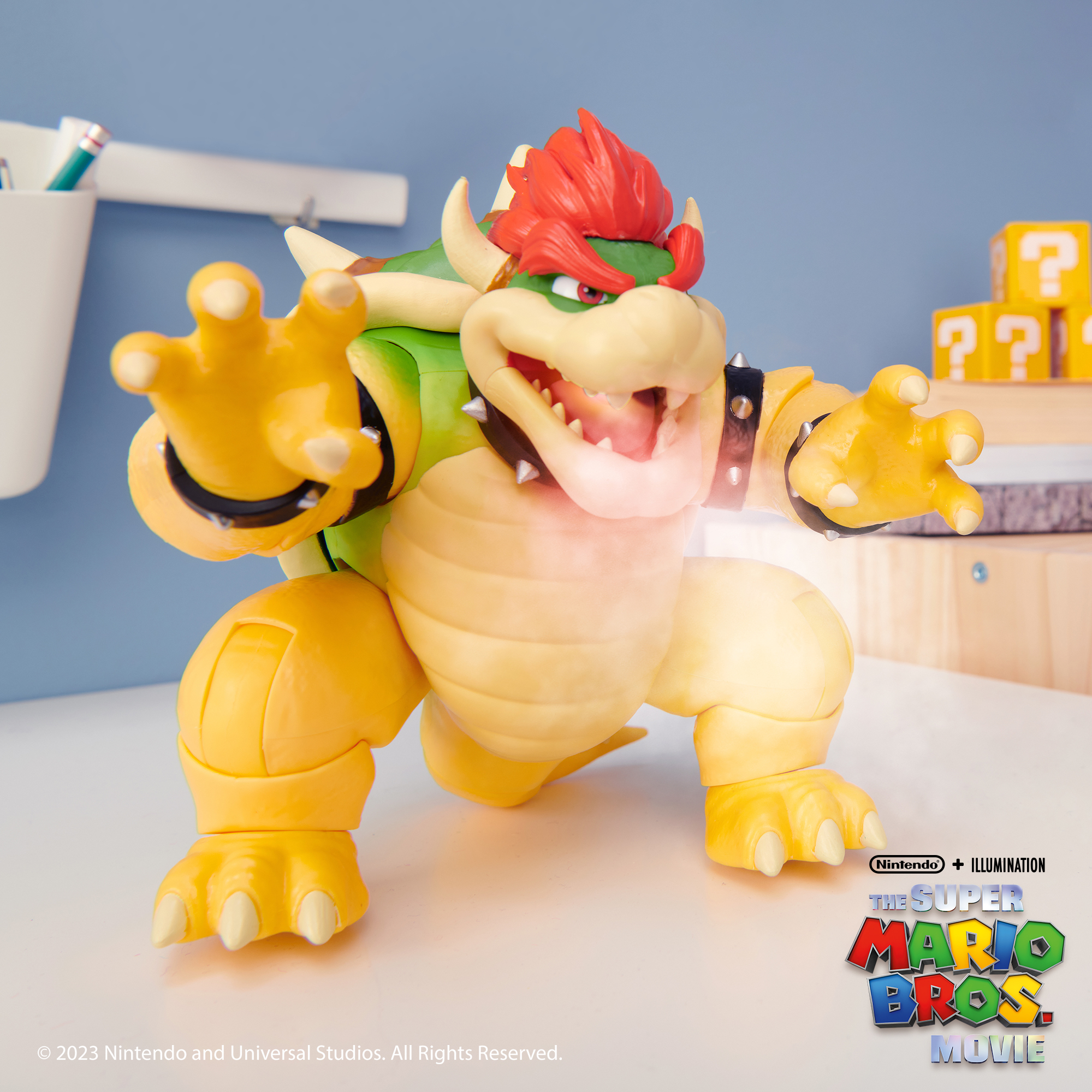 The Super Mario Bros. Movie 7 inch Feature Bowser Action Figure with Fire  Breathing Effects
